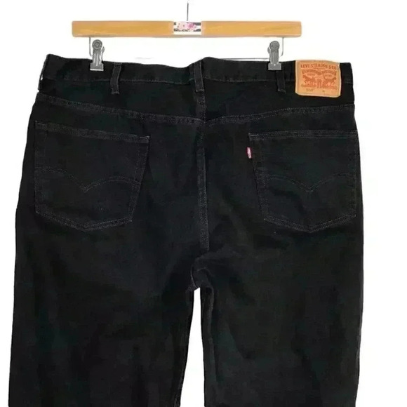 Levis 550 569 Mens 44X32 Relaxed Jeans Black Blue Cotton 5 Pockets Tapered 2 PR - Picture 6 of 12